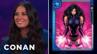 How Olivia Munn Squeezes Into Her “X-Men” Costume | CONAN on TBS