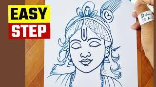 How to draw Lord Krishna drawing step by step