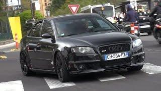 Black Audi RS4 with Loud Decatted Exhaust in Monaco!