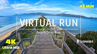 Virtual Run Bruny Island - Beach - Forest Trail 4K - Running Video - Virtual Scenery - Tasmania