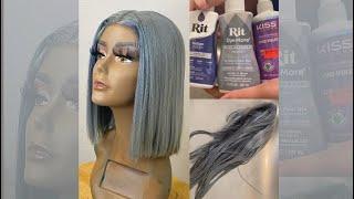 RIT INDIGO & FROST GREY ON 613 BLONDE WIG | DYING SYNTHETIC WIG | WATERCOLOR METHOD