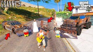 Franklin and ShinChan and BlackChan Stolen Granny and Grandpa Monster cars in GTA 5 | Candy Gamer