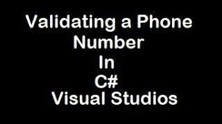 Validating a Phone Number in C# Windows Form Application