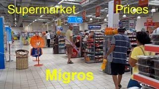 Current prices in Turkish supermarkets: 5M Migros tour in Alanya Oba Turkey July 2023