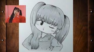 How to draw Lisa blackpink in anime || drawing sketch easy anime girl