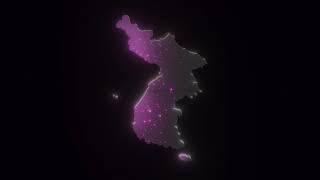 3d neon light map of Korea background video / animation / green screen / country map / 2021