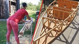 Amazing Building a Simple Homemade BOAT in the Backyard with a Golden HandyGirl