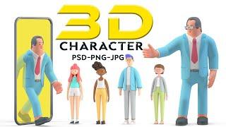 3D Character Design Download In PNG JPG PSD Files |English| |Photoshop Tutorial|