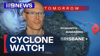 Severe Tropical Cyclone Alfred inches closer to Queensland coast | 9 News Australia