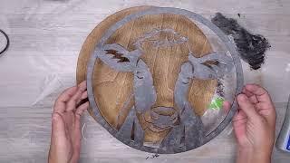 Short - Rustic Cow Fall Door Round