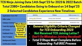 TCS Ninja Joining Date 14 SEPT For 2023-2022 Batch | Onboarding Criteria Changed | Remaining Joining