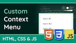 Creating a Custom Context Menu using HTML CSS & JavaScript | WEB DESIGN