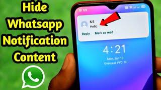 How to Hide Whatsapp Message Content in Notification Bar Android (2022)