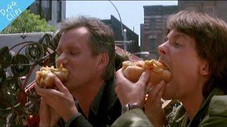 Eating scene "Frog Dog" Hotdog. From the movie [The Hard Way]