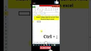 Shortcut Key for insert Current Date & Time in excel #shorts #excel