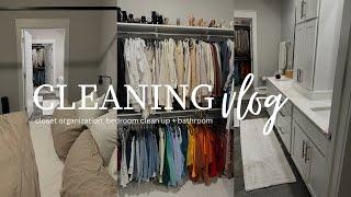 CLEAN WITH ME + still moving in! | Closet organization + bedroom & bathroom clean up!