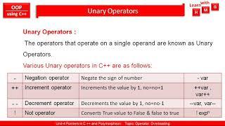 Unary Operator Overloading in C++