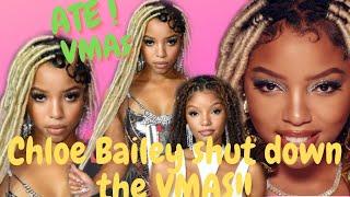 CHLOE BAILEY VMA PERFORMANCE | CHLOE BAILEY RED CARPET OUTFIT AND SISTER HALLE