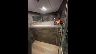 Finishing steel horse trailer dressing room into living quarters 3 horse slant gooseneck trailer