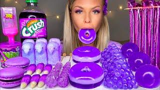 ASMR *PURPLE FOOD* JELLY DONUT, PEEPS, CANDY CORN, POPPING BOBA, ROCK CANDY, GRAPE CRUSH MUKBANG 먹방