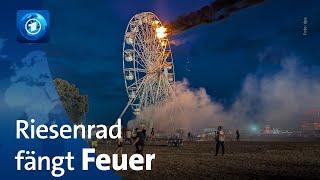 Highfield-Festival bei Leipzig: Riesenrad fängt Feuer