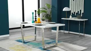 Kylo White High Gloss and Chrome Dining Table from Furniturebox UK