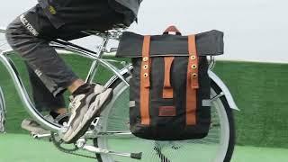 TOURBON Canvas Convertible Backpack Panniers Rear Rack Bag