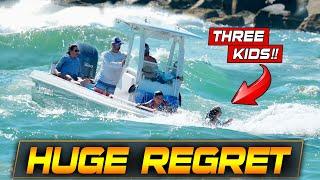 WARNING: RECKLESS DAD PUTS KIDS AT RISK AT HAULOVER INLET !! | BOAT ZONE