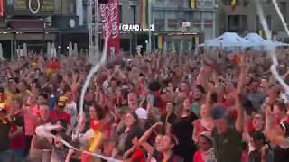 Celabrations Belgium vs Japan at Bar Russia Sint-Truiden