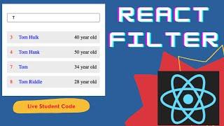 #ReactJS React Search Filter | React JS Search Bar in React Hooks | React Tutorials for Beginners
