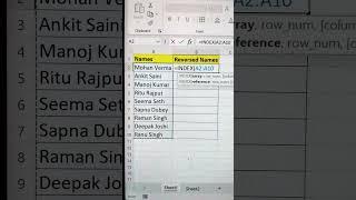 Reverse Names In Excel  | MS Excel Formula #shorts #excel #reverse #exceltricks #msexcel #bytetech