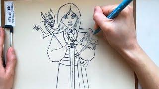 How to draw Mulan from Disney