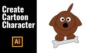 Flat Design Puppy Cartoon - How to Draw Dog Cartoon Character Using adobe Illustrator