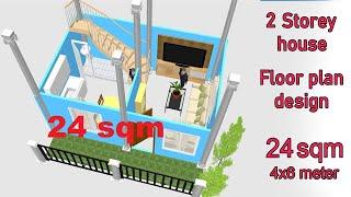 Small House Design 4x6 meters  24sqm  | Floor Plan design | low budget house design