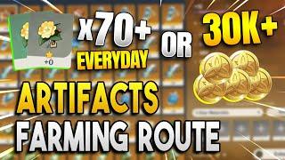 Artifacts Farming Route! - 70+ Artifacts or 30K+ Mora Everyday! -【Genshin Impact】