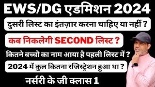 EWS / DG / CWSN 2nd Draw Result 2024 दूसरी लिस्ट कब आएगी ? EWS Second List 2024 नर्सरी के जी क्लास 1