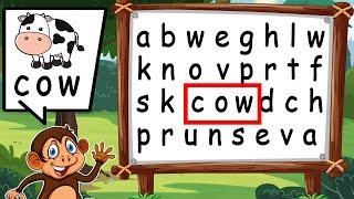 Three Letter Sight Word Search for Kids