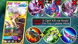 YIN VS TOP GLOBAL ALICE | YIN SIDELANE BEST BUILD AND EMBLEM | MOBILE LEGENDS