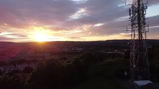 United Kingdom, West Yorkshire, Huddersfield, Newsome sunset #2 next to radio tower