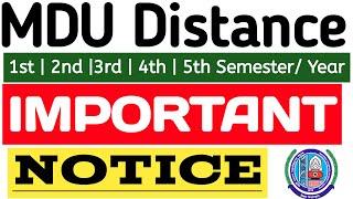 Mdu Distance Important Notice for all student | Important notice for all dde student | CDOE Notice