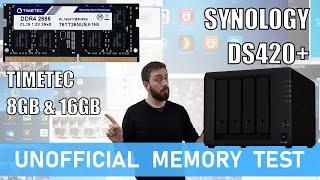 Synology DS420+ NAS TimeTec 8GB and 16GB Memory Test
