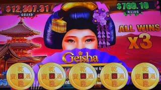 WHAT A LUCKY TICKET ! SHE GAVE ME $48.50 TICKET BECAME TO $$$ !!5 DRAGONS GOLD / GEISHA Slot栗