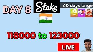 118000 to 123000 live gameplay in stake || day 8 || 60 days target || #blackjack