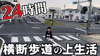 【危険】24時間横断歩道の上で生活してみたwwwww