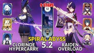 New 5.2 Spiral Abyss | Clorinde Hypercarry Team and Raiden Overload | Genshin Impact Floor 12