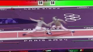 Bazadze vs Amer, final touch for the Egyptian, t16 PARIS OLYMPICS 2024, slow mo #olympics #fencing