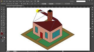 How to draw ISOMETRIC HOUSE in Adobe Illustrator - Tutorial #13