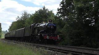 GWR 5043 Earl of Mount Edgcumbe roars through Abergavenny up Llanvihangel Bank!