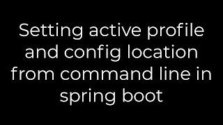 Java :Setting active profile and config location from command line in spring boot(5solution)