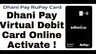 How to Activate Dhani Pay Virtual Debit card Online | Apply Dhani Pay Virtual Debit Card online |